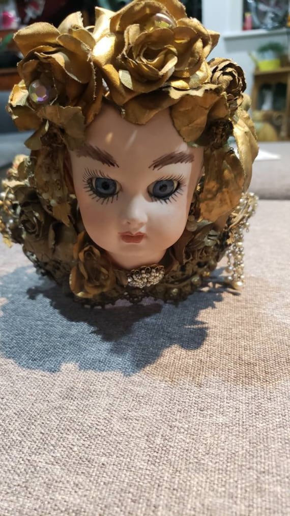 Vintage Handmade Baroque Style Crown With Upcycled Bisque Doll