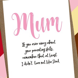 MOEDERDAGKAART Funny Joke Rude Moederdagkaart Mum Mummy BB0029 Word net zo papa