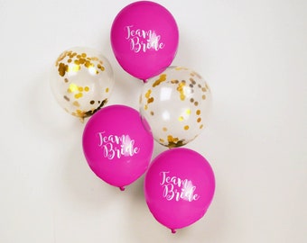 Team Bride Hen Party Balloons - Hen Night Balloons - BlaPink and Gold Hen Night