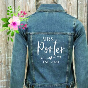 PERSONALISED BRIDE JACKET Custom Wedding Denim Jacket | Just Married Jean Jacket | Mrs Jacket | Bride to Be Denim Jacket