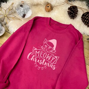FAMILY CHRISTMAS JUMPER - Meowy Christmas, Matching Xmas Jumper, Adults & Kids, Christmas Sweatshirt, Pullover Sweater, Novelty, Cat Jumper