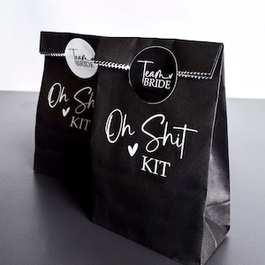 OH SHIT KIT Hen Party Bags Hen Party Goody Bags Gift Bag Hen Night Accessories Hen Party Paper Bag Black and White Team Bride Bild 1