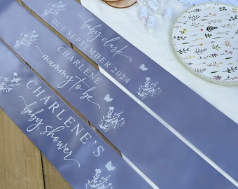 Personalised Baby Shower Sash - Add Your Own Text, Mum Sash, Mummy To Be Sash, Gender Reveal Sash, Grandma/Grandad/Dad/Aunty & More, Floral