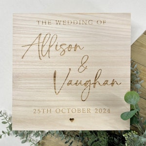 Personalised Wedding Keepsake Box - With Name / Date, Wooden Lasered, Wedding Memory Box, Memories Rustic, Gift Box, Wedding Decor, Mr & Mrs