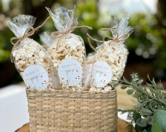Ready To Pop Baby Shower Popcorn Bags & Stickers, Wildflower Floral Baby Shower, Baby Shower Gift, Baby Shower Favours, Gender Reveal Party
