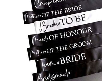 TEAM BRIDE SASHES | Team Bride Hen Party Sashes - Hen Party Bag Fillers Accessories Hen Night Bride to Be Gift Black and White Team Bride