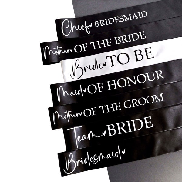 TEAM BRIDE SASHES | Team Bride Hen Party Sashes - Hen Party Bag Fillers Accessories Hen Night Bride to Be Gift Black and White Team Bride