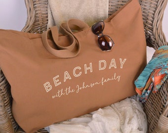 FAMILY BEACH BAG - With Name / Oversized Tote / Giant Tote Bag / Large Mum Bag / Family Bag / Travel Bag / Weekend Bag / Canvas Tote