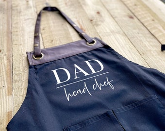 PERSONALISED HEAD CHEF Apron - Faux Leather Personalised - Head Chef Apron - Personalised Men's Apron Gift Dad Grandad Father's Day Gift