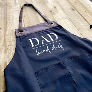 PERSONALISED HEAD CHEF Apron - Faux Leather, Personalised Gift, Custom Apron, Gift For Him, Dad Grandad Father&#39;s Day Gift, Rustic Apron