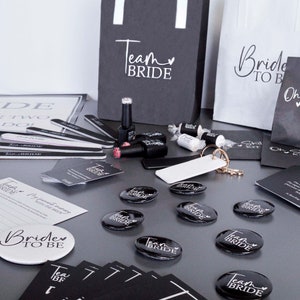 TEAM BRIDE Hen Party Accessories - Hen Party Goody Bags - Badges - Tattoos - Nail Files - Sweets - Balloons - Stickers - Hangover kits