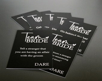 TEAM BRIDE DARE Cards Game - Hen Party Dare Cards Game - Hen Night Accessories - Hen Party Bag Filler - Bride to Be Gift - Black Team Bride