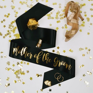 Mother of the Groom Sash - BLACK & GOLD Team Bride Hen Party Range - Other Matching Sashes Available