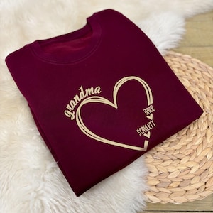 Personalised Mum Jumper - Heart With Names, Personalised Sweatshirt, Mum Sweatshirt, Personalised Gift, Mother&#39;s Day, Gift For Mum, Mum Gift