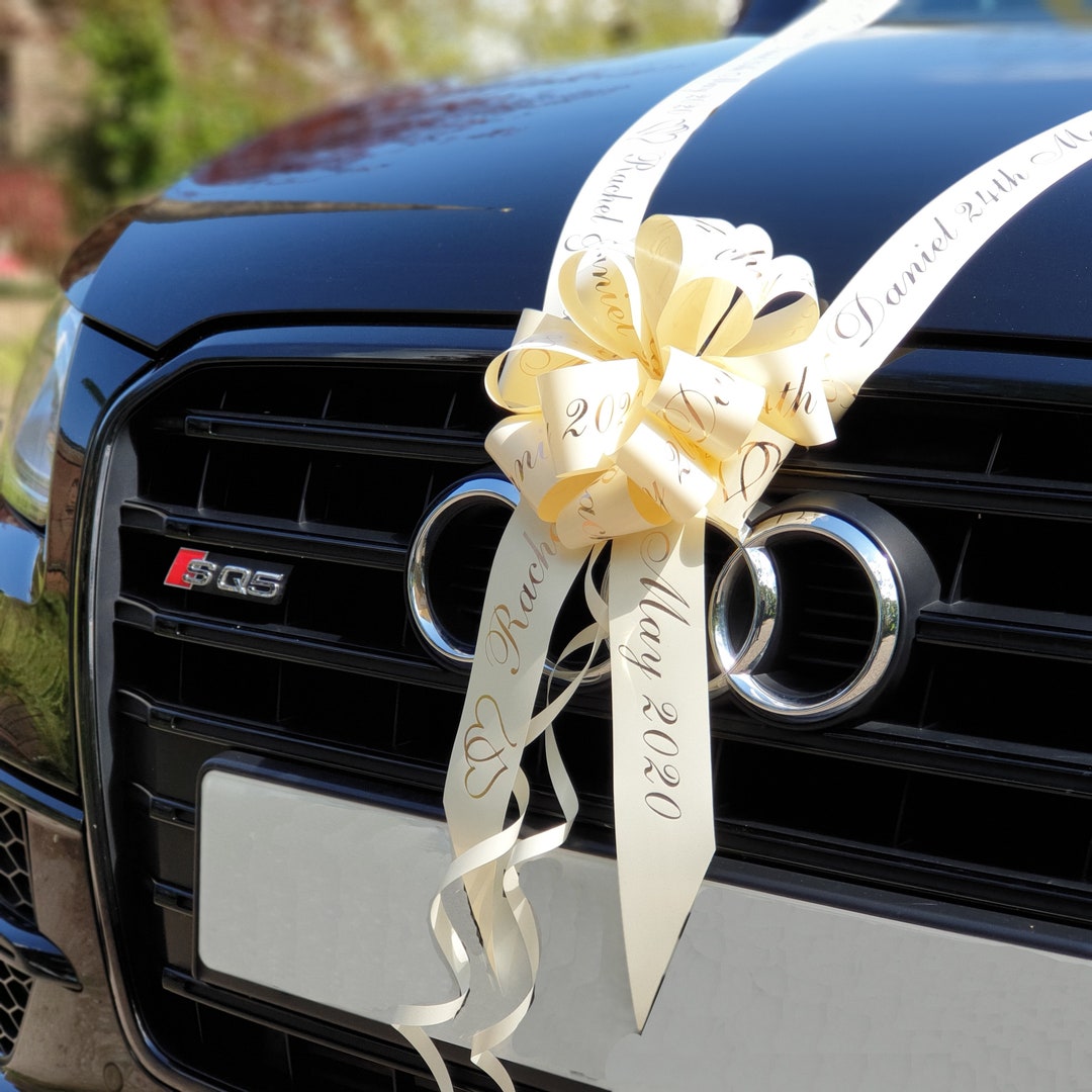 Personalised Wedding Car Ribbon and Bonnet Bow Kit Printed Car