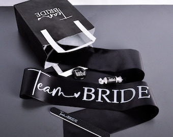 TEAM BRIDE Filled Hen Party Bag | Team Bride Hen Party Bag - Hen Party Bag Fillers Accessories Hen Night Bride to Be Gift Black Team Bride