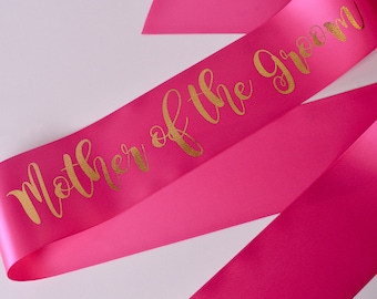 Mother of the Groom Sash - Team Bride Hen Party Range - Other Matching Sashes Available - Pink and Gold Hen Party Sash