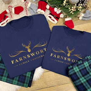 Personalised DEER Family Christmas Pyjamas, Matching PJs, Family Pyjamas, Family Set, Christmas Deer design, Christmas Eve PJs, Sleepwear