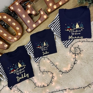 Personalised Family Christmas Pyjamas With Names, Matching Pyjamas, Family Pyjamas, Family Set, Christmas Tree, Christmas Eve PJs, Sleepwear