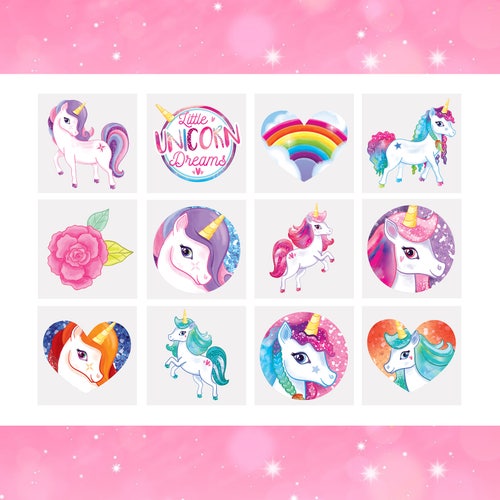 12 x Unicorn Tattoos | Unicorn Temporary Tattoos | Unicorn Party Bag Fillers | Childrens Loot Bag Filler Girls Birthday