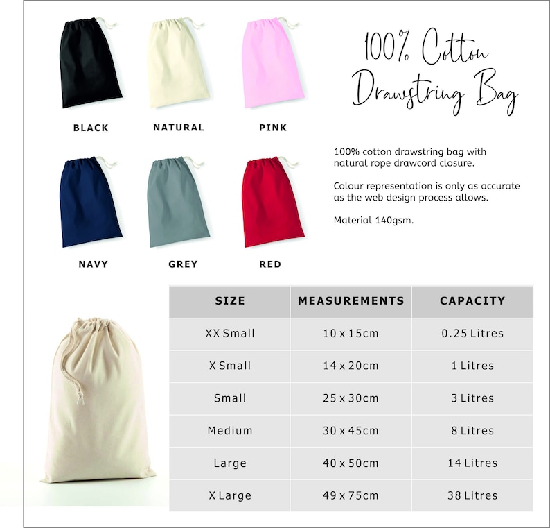 Reusable Natural Cream Cotton Drawstring Storage Bag 6 Sizes 100% Cotton Drawstring, Drawstring Bag for Washing Laundry Toys Bag For Life image 3