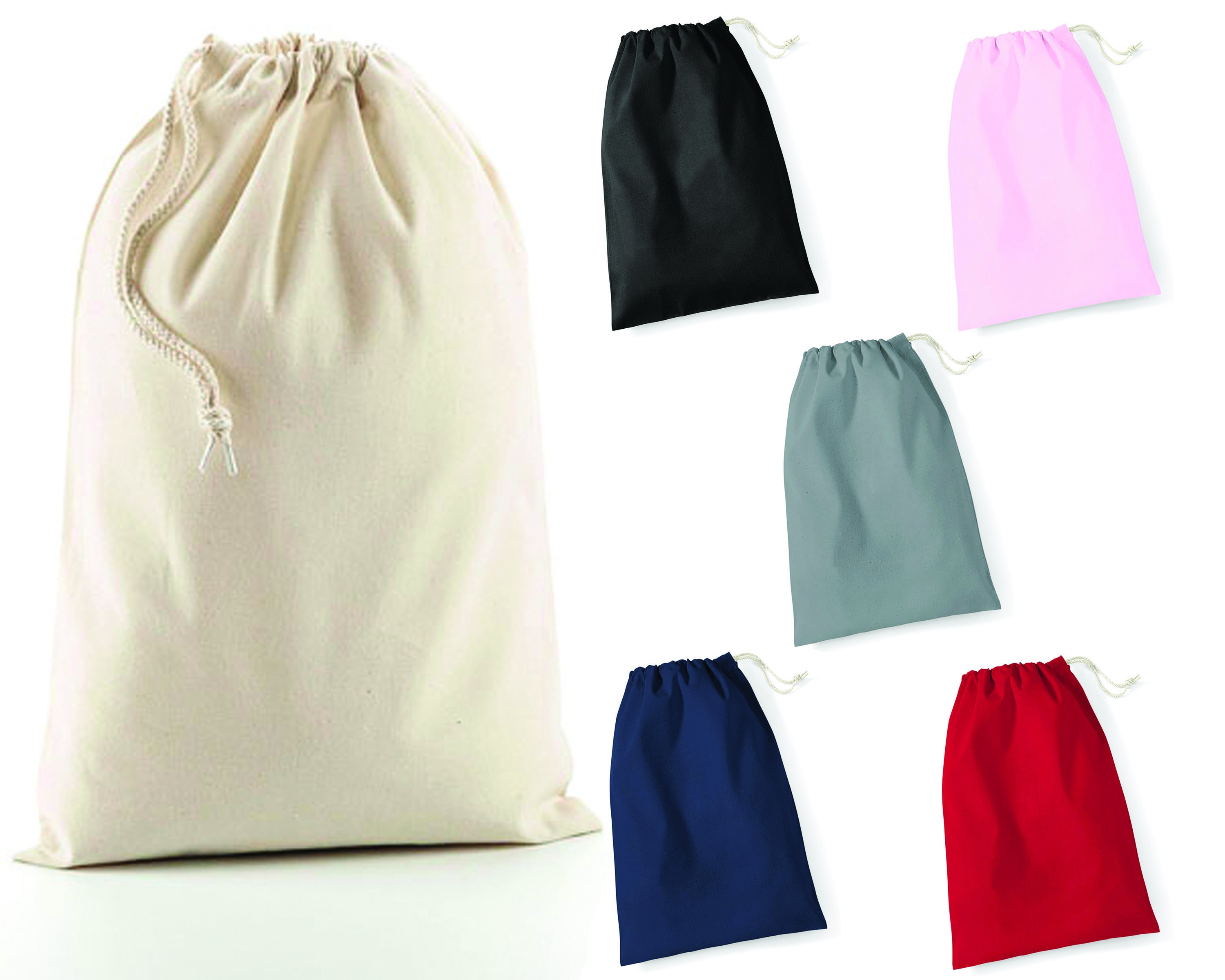 Cotton Heavy Large Sack Drawstring Storage Shopping Reusable Laundry Bags Black 