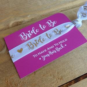 Pink Team Bride HAIR TIE / WRISTBAND Hen Party Hen Do Favours Hen Night Accessories Hen Party Bag Fillers Bride to Be