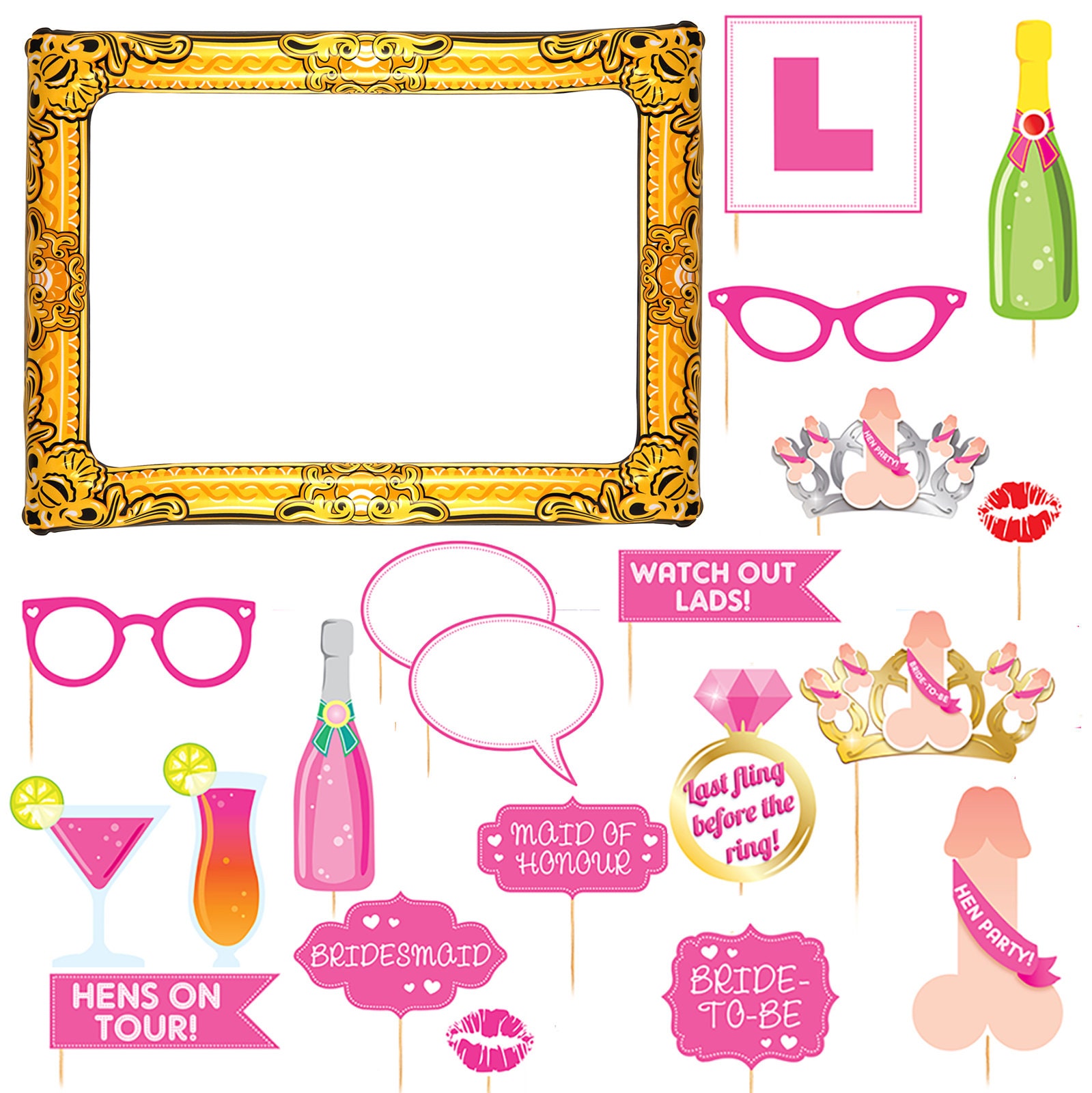 20-Piece Hen Party Photo Prop Set - Fun Selfie Props For Bachelorette, Wedding, Nights Out 13 thumbnail image