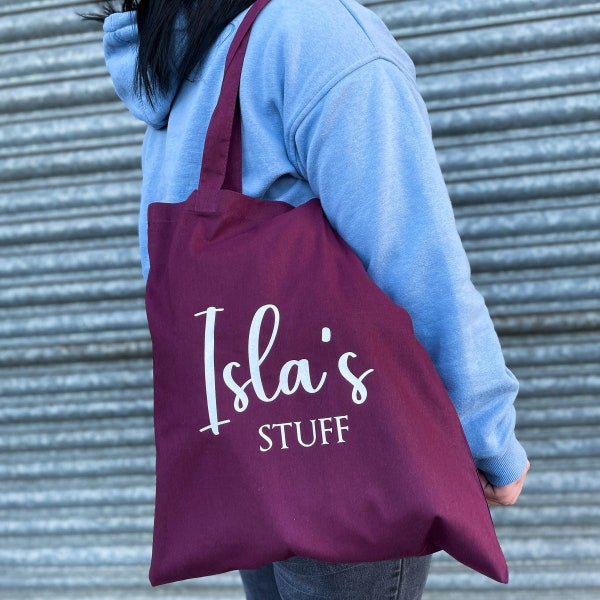 PERSONALISED TOTE STUFF Bag - Personalised Shopping Bag | Canvas Tote | Cotton Tote | Personalised Bag | Add Your Text | Personalised Gift
