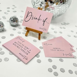 Juego de cartas DRINK IF, paquete de 20, tribu de novias rosas, juego para despedida de soltera, accesorios para despedida de soltera, relleno para bolsa de despedida de soltera, regalo para futura novia