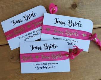 Pink Team Bride HAIR TIE / WRISTBAND - Hen Party - Hen Do - Favours - Hen Night Accessories - Hen Party - Bag Fillers