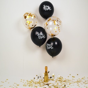 Team Bride Hen Party Balloons Hen Night Balloons Black and Gold Hen Night image 1