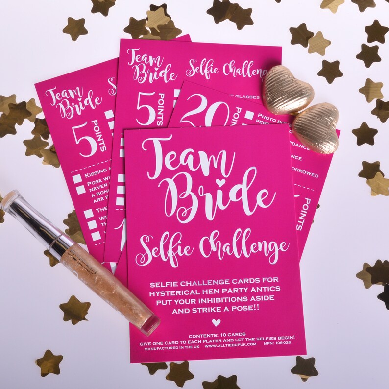 10 X Pink Hen Party Selfie Challenge Cards Hen Night Games - Etsy