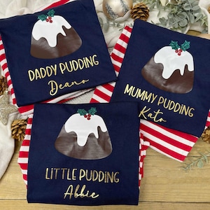 Personalised FAMILY CHRISTMAS PYJAMAS - Matching Pyjamas, Family Set, Christmas Pudding, Christmas Eve PJs, Sleepwear, Jersey, Tartan