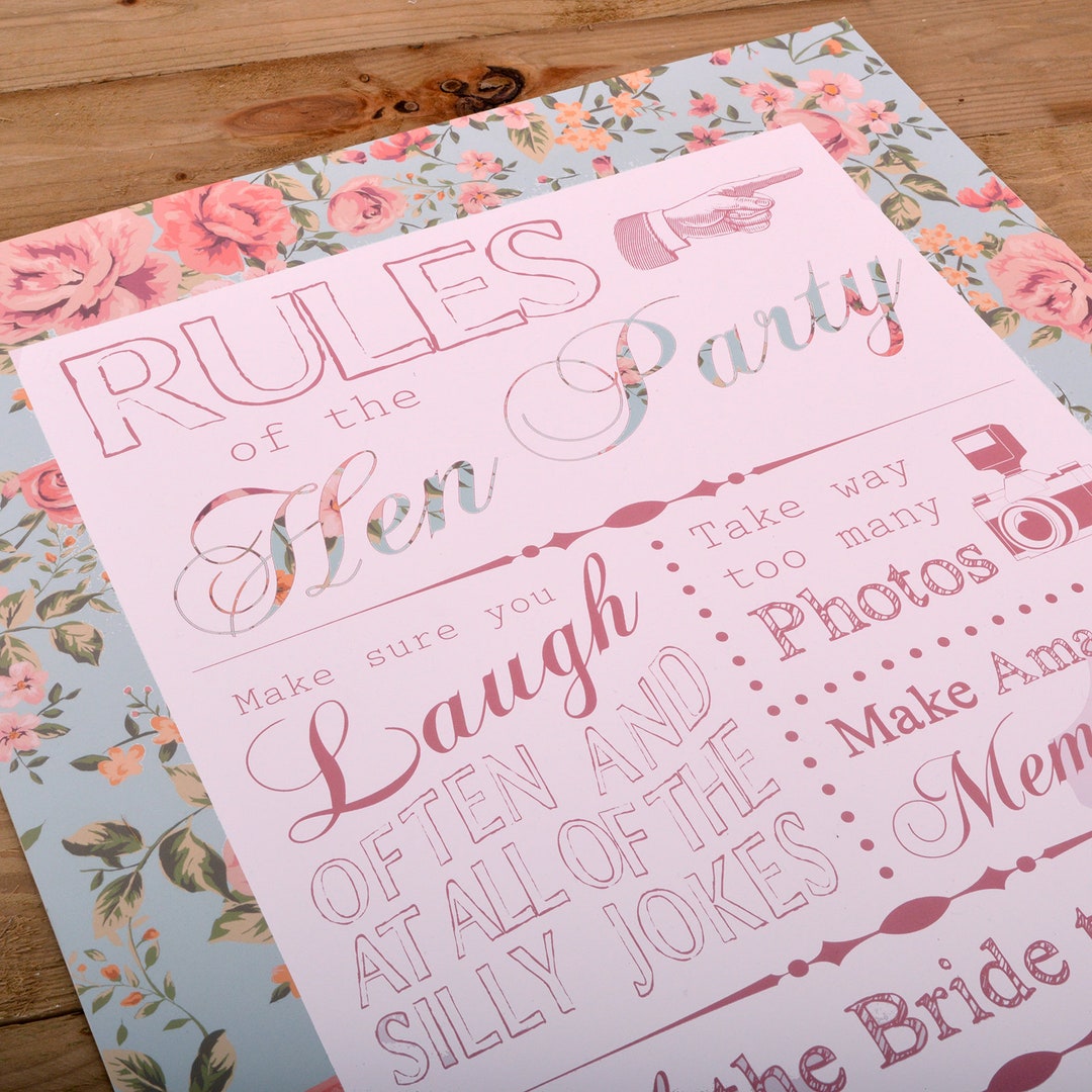 Hen Party Rules Poster A2 Poster Hen Party Decor Bunting Etsy