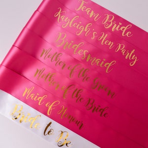 Maid of Honour Sash Team Bride Hen Party Range Other Matching Sashes Available Pink and Gold Hen Party Sash image 3