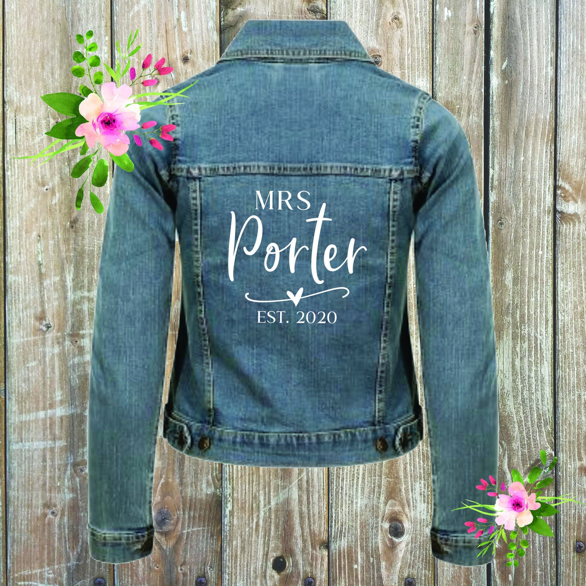 Personalised wedding denim jacket discount