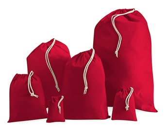 Reusable Red Cotton Drawstring Storage Bag - 6 Sizes 100% Cotton Drawstring, Drawstring Bag for Washing / Laundry / Toys - Bag For Life