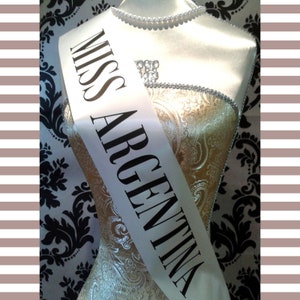 MISS ARGENTINA SASH Beetlejuice inspired women's Miss Argentina Sash Halloween Fancy Dress