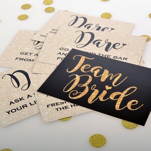 20 x BLACK & GOLD Team Bride Hen Party Dare Cards Hen Night Games Hen Party Games Girls Night Out image 2