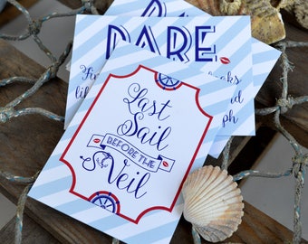 20 x Last Sail before the Veil Hen Party Dare Cards - Hen Night Games - Hen Party Games - Sailor Nautical Hen Party