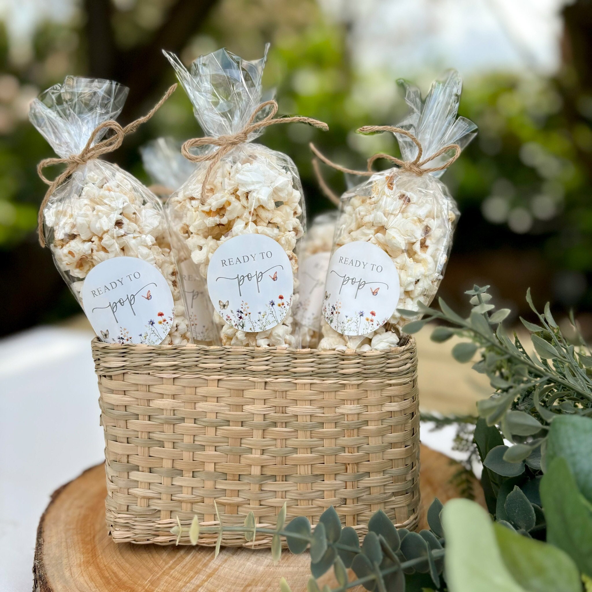 White With Baby Blue Heart - Baby Shower Popcorn Favors