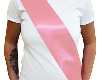 Baby Pink PLAIN / BLANK SASHES Hen Night Hen Party Corporate Plain Sashes  - Create your own sash - Unprinted Sashes