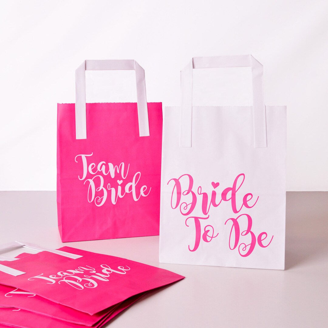 Hen Party Paper Bags – Team Bride Goody Bags, Black, Set Of Party Favours