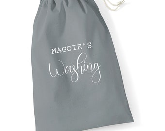 PERSONALISED LAUNDRY BAG - 3 Sizes 100% Cotton Drawstring Bag, Drawstring Bag for Washing / Laundry / Uniform / Scrubs