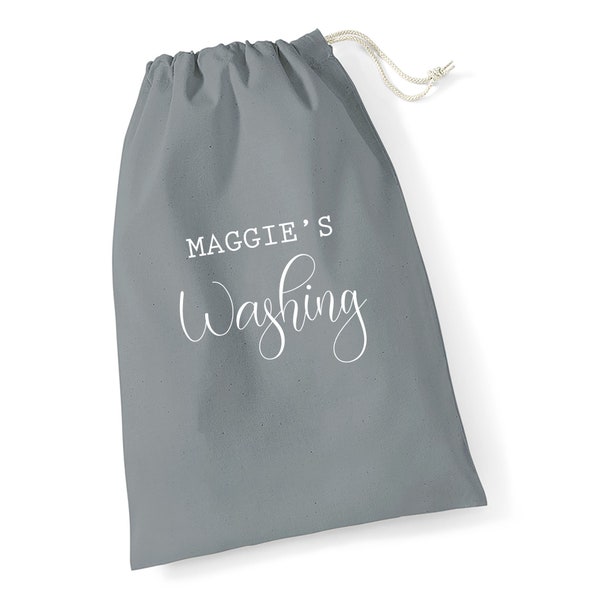 PERSONALISED LAUNDRY BAG - 3 Sizes 100% Cotton Drawstring Bag, Drawstring Bag for Washing / Laundry / Uniform / Scrubs