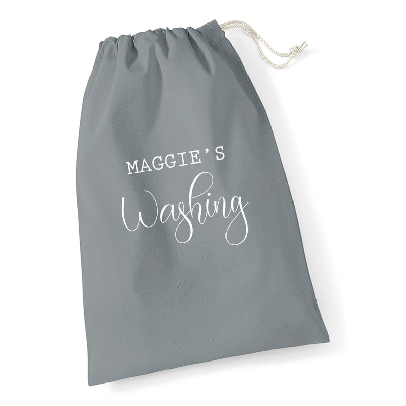 PERSONALISED LAUNDRY BAG - 3 Sizes 100% Cotton Drawstring Bag, Drawstring Bag for Washing \/ Laundry \/ Uniform \/ Scrubs