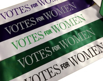 Votes for Women Sash - Adults Size Sash or Childrens Size Sash - Emmeline Pankhurst - Suffragettes Sashes