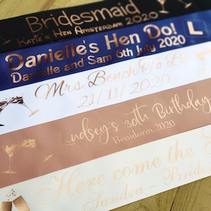 Personalised ROSE GOLD SASH - Rose Gold Hen Night Sash / Rose Gold Birthday Sash / Rose Gold Personalised Sash