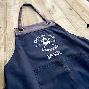 PERSONALISED BBQ APRON - Personalised Barbeque Apron - Faux Leather Butchers Style Apron - Grilling Apron - Mens Apron - Dad gift - Pig